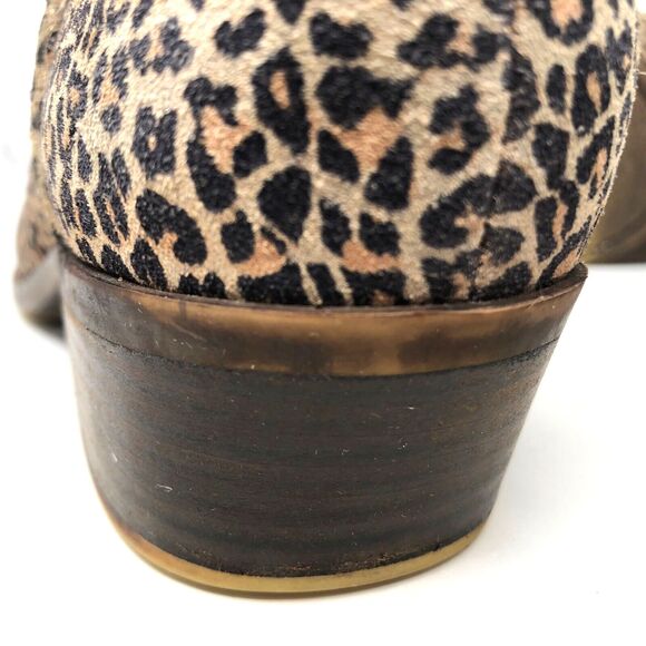 Lucky Brand Baley2 Ankle Boots Women's Size 8 Leopard Suede Leather Booties Chic - Picture 13 of 15